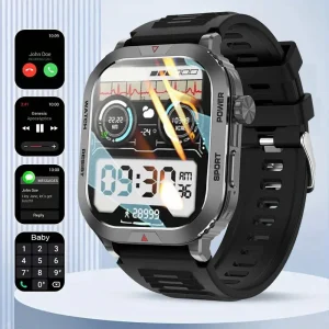 2025 New Outdoor Military Rugged Smart Watch for Men, 2.01-inch HD Full-Screen Touchscreen Bluetooth Calling