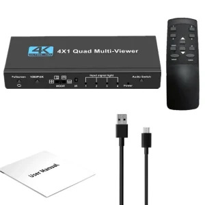 4K HDMI-compatible Multiviewer 4x1 Quad Screen Real Time Multi Viewer 4 in 1 Switcher With Remote