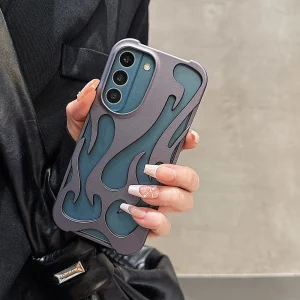 Plating Hollow Flame Matte Case For Samsung S25 Ultra S24 Plus S23 S22 A56 A36 A26 A55 5G A54 A16 A15 A06 Heat Dissipation Cover