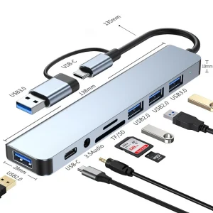 8 in 2 USB +Type C HUB Docking Station